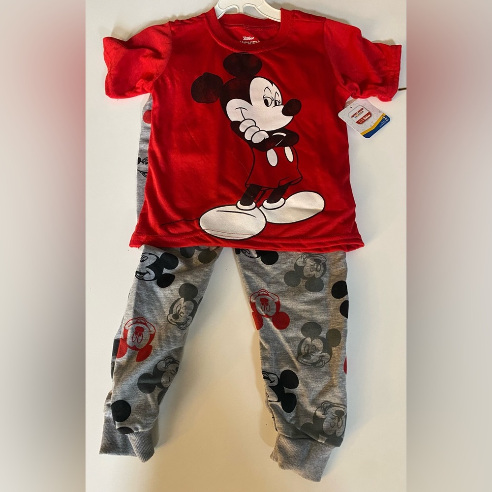 Disney Mickey Mouse Red and Gray Kids Pajamas